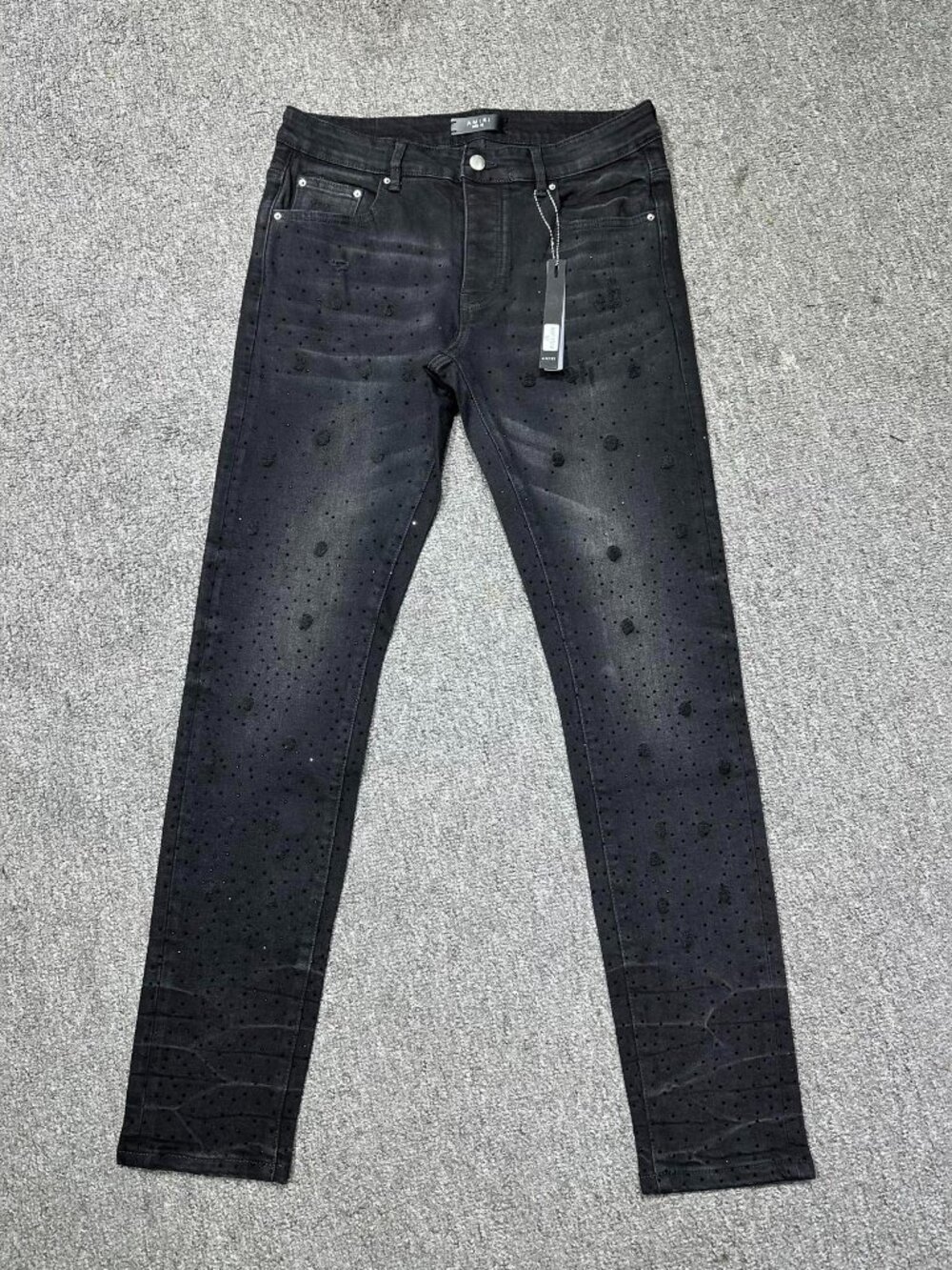 AMIRI Solid Black Straight Leg Casual Slim Fit Jeans